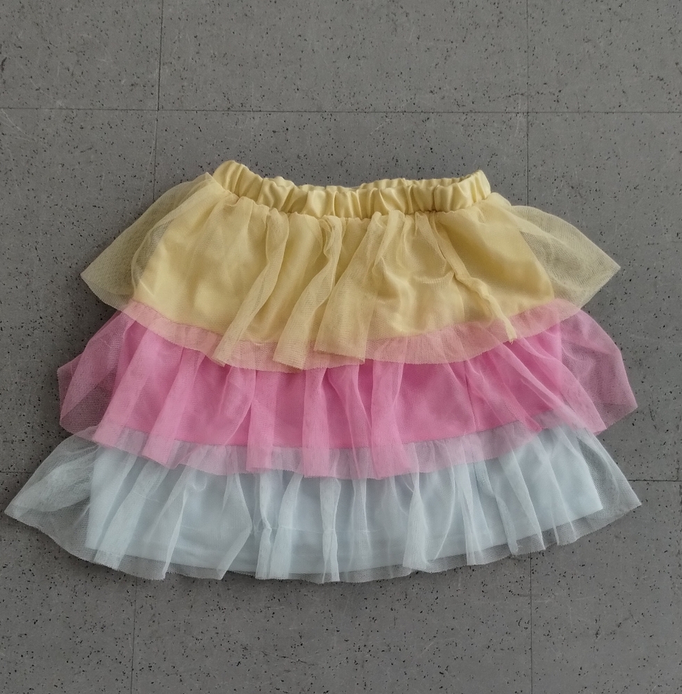 Way To Celebrate Girls Tiered Tutu Mesh Skirt, SZ girl S (6-6x) Yellow Pink Blue - Picture 2 of 16